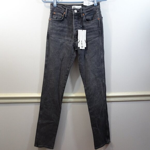 ZARA Slim Full Length Midweek Grey Jeans NEW Size 0 Signature Denim - Picture 1 of 7